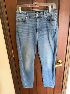7 For All Mankind High Waist Ankle Skinny Jeans Size 29 Medium Wash